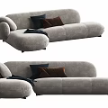 Modern Comfortable Gray Sectional Sofa With Soft Throw Pillows And Blanket 3d model