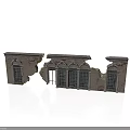 Historical Classical Architectural Ruins With Broken Stone Walls And Arch Windows