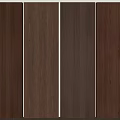 Dark Brown Wooden Wall Panels Arranged Side by Side on Light Wall with Wooden Floor
