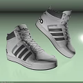 Adidas High Top Shoes Featuring White Upper Black Stripes and White Laces