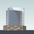 Modern Curved Multi Storey Building With Base Structure And Entrance Windows 3d model
