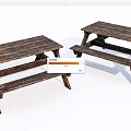 Rustic Wooden Picnic Table and Bench Set for Outdoor Garden Use 3d model