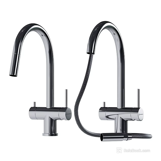 Modern Bathroom Sink Faucets With Chrome Finish And Pull Out Spray Function Design 3d model 