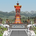 Chinese-style Tower Ancient Architecture Tower Ancient Military Watchtower City Stronghold Tower Viewing Tower Lingxiao Pagoda 3d model