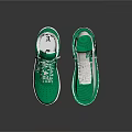 Green Low Top Sneakers with White Laces White Sole and Side White Logo Design