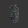 Realistic High Explosive Hand Grenade With Gray Body And Red Stripe Design