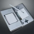 Open Handheld Computer With Dual Screens Blank Paper Stylus Pen D-pad And Control Buttons