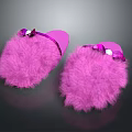 Adorable Pink Furry Slippers With Bow Decoration And Fluffy Soft Texture