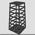 Wooden Multi Layer Shelf With Cross Frame Structure And Storage Design