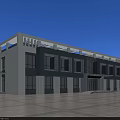 Modern Office Building Exterior With Large Glass Windows White Dark Facade And Sunshade Grille