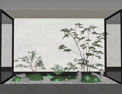 Modern landscape sketch courtyard landscape 3d model