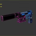 Modern Tactical Pistol with Black Barrel Red Grip Metallic Components and Sleek Design