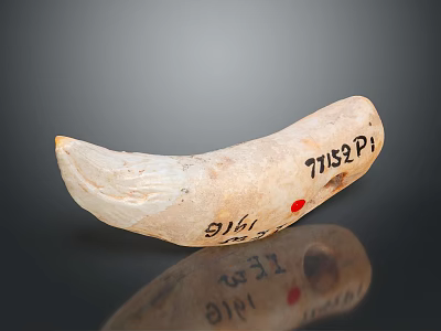 Ancient Carved Bone Artifact Featuring Inscriptions 77132P1 G1616 And Red Dot 3d model