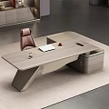 Modern Study Room Interior With Wooden Desk Pink Leather Chair Bookshelves Books Decorations Pendant Lights