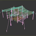 Traditional Canvas Tent Structure With Wooden Poles Ropes And Ground Setup