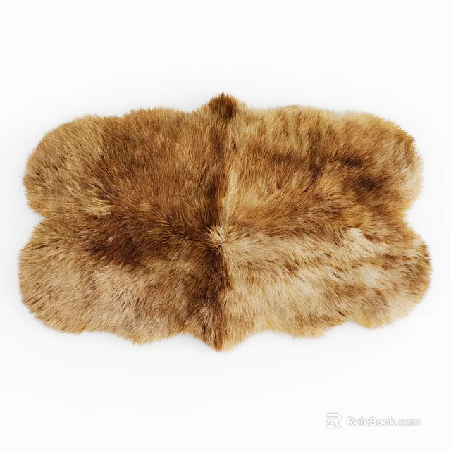 Square Brown Beige Fur Rug With Natural Soft Cozy Texture For Home Decor 3d model 