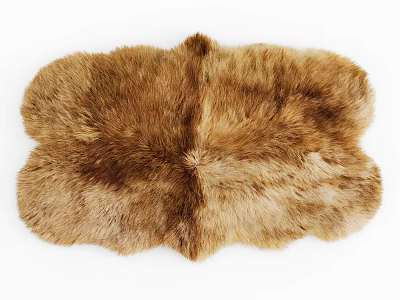 Square Brown Beige Fur Rug With Natural Soft Cozy Texture For Home Decor 3d model
