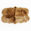 Square Brown Beige Fur Rug With Natural Soft Cozy Texture For Home Decor
