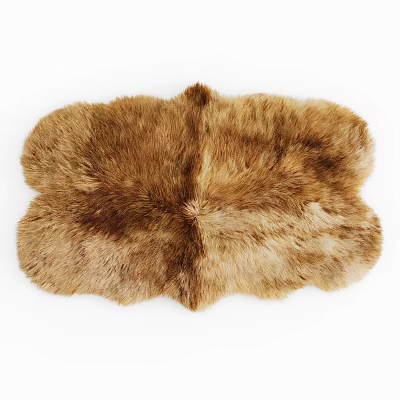 Square Brown Beige Fur Rug With Natural Soft Cozy Texture For Home Decor 3d model