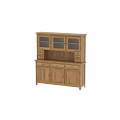 Classic Wooden Bookcase With Glass Door Cabinets Open Shelf And Bottom Storage Drawers