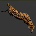 3D Rendered Tiger with Orange Fur Black Stripes Open Mouth on Black Background Ground Reflection