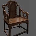 Wooden Chinese Style Armchair With Intricate Carved Patterns And Classical Design