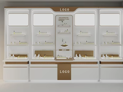 Modern White Retail Display Shelves With Multiple Layers For Product Showcase 3d model