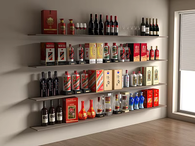 Wine wine red wine white wine Maotai Wuliangye wine box wine glass 3d model