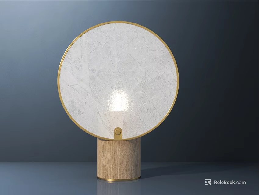 Modern Minimalist Table Lamp With Round Textured White Shade And Wooden Base 3d model 