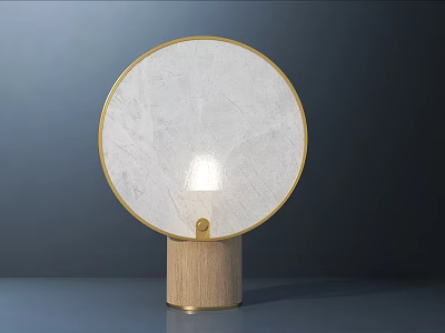 Modern Minimalist Table Lamp With Round Textured White Shade And Wooden Base 3d model