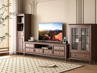 Antique TV Cabinet TV Cabinet Combination Locker Side Cabinet Finished TV Cabinet 3d model