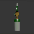 Industrial Pressure Gauge Device With Silver Cylinder Green Base Red Knob And Brass Fittings