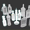 Vintage Decorative Glass Bottles With Various Sizes Shapes Designs And Labels