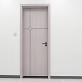 Light Colored Interior Swing Door With Simple Geometric Pattern And Black Handle