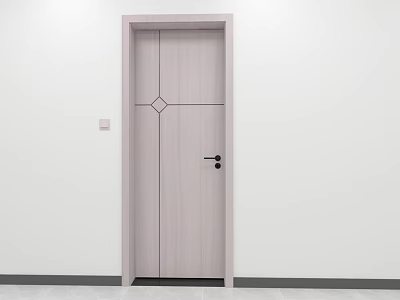 Light Colored Interior Swing Door With Simple Geometric Pattern And Black Handle 3d model