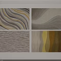 Square Rugs With Different Wavy Striped Patterns In Beige Yellow Brown Gray Tones 3d model