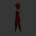 Elegant Red Hooded Robe With Flowy Silhouette And Fitted Waist Design