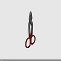 Practical Hardware Tool Scissors With Red Handles And Metal Blades For Daily Use 3d model