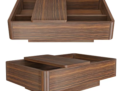 Wooden Coffee Table With Natural Wood Grain And Storage Compartments 3d model