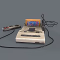 Vintage Retro Gaming Console With Game Cartridge Controller And Wired Cables 3d model