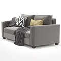 Cozy Gray Double Sofa With Fringed Blankets And Decorative Patterned Pillows 3d model
