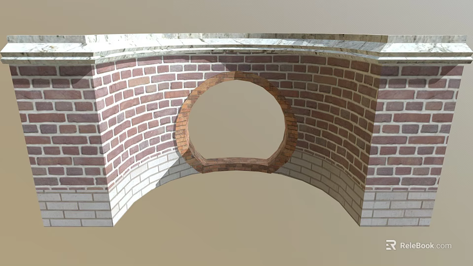 Architectural Red And White Brick Structure With Arched Design Circular Opening 3d model 