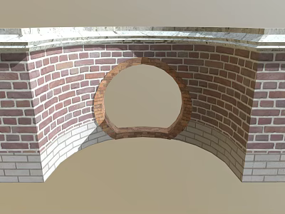 Architectural Red And White Brick Structure With Arched Design Circular Opening 3d model