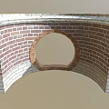 Architectural Red And White Brick Structure With Arched Design Circular Opening 3d model