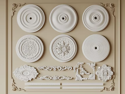 Elegant Ceiling Light Medallions With Various Ornate Designs And Patterns 3d model