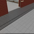 Gray And Light Gray Plaza Paving With Red Brick Walls Steps And Tree Shadows