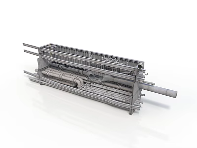 Industrial Equipment With Detailed Metal Mechanical Structure And Pipe Frame Design 3d model