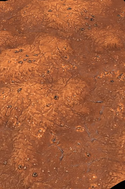Martian Ground With Red Rugged Surface Cratered Terrain And Scattered Rocks Texture 3d model