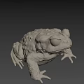 Gray Frog Sculpture 3D Model With Textured Surface And Lifelike Pose