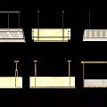 Various Modern Chandelier Designs Featuring Metal Frames Glass Panels and LED Lighting 3d model